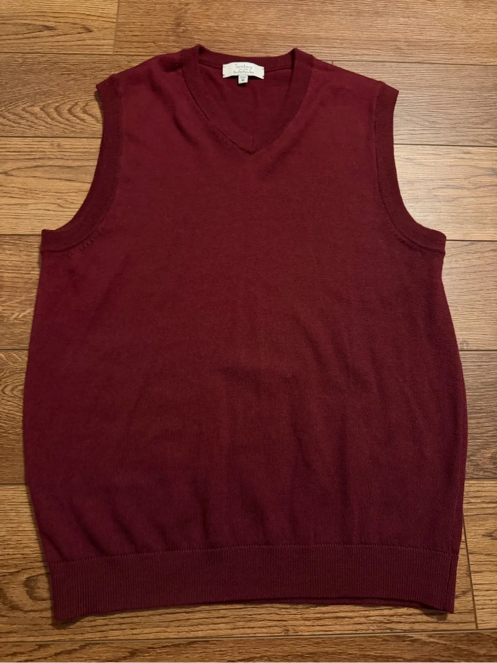 Men's‎ 100% Merino Wool V-Neck Sleeveless Sweater Vest - Deep Burgundy